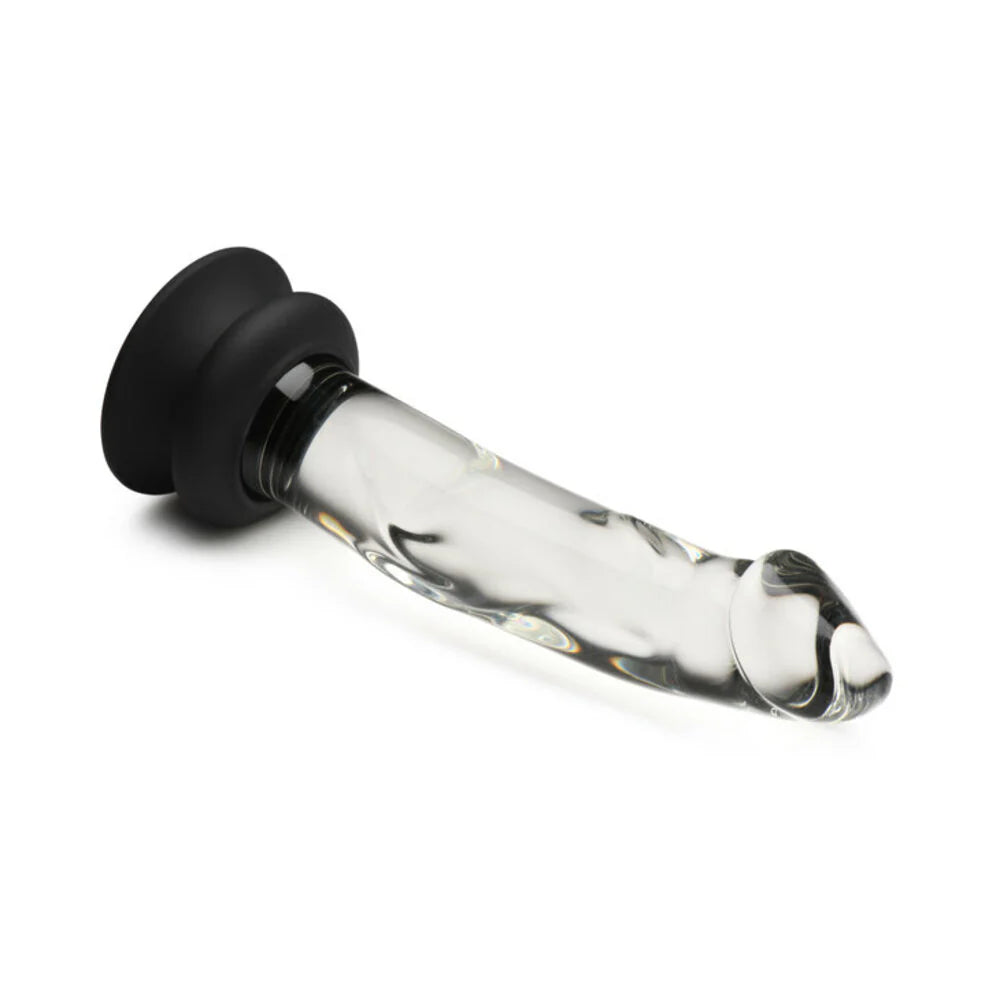 Pleasure Crystals Glass Dildo with Silicone Base 7.6in