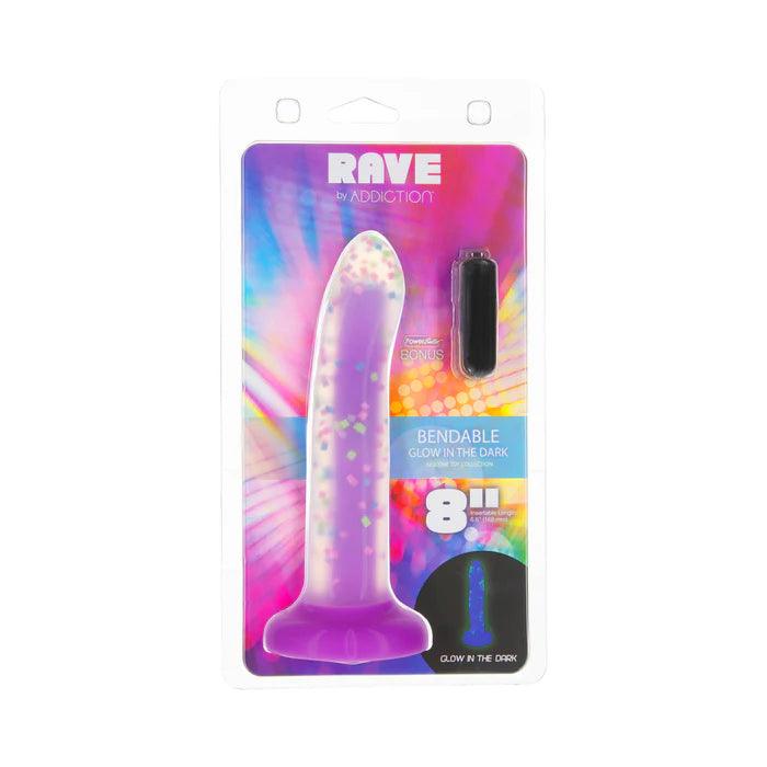 Addiction Rave Silicone Glow In The Dark Dildo 8in