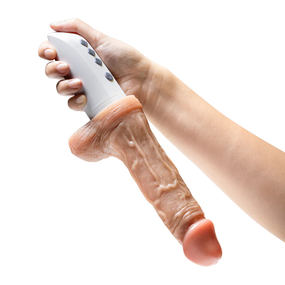 Blush Dr. Skin Silicone Dr. Hammer Thrusting Dildo with Handle 7 in.