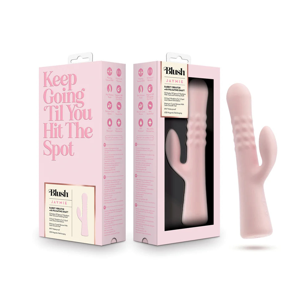 Blush Jaymie Rechargeable Silicone Rabbit Vibrator - Pink