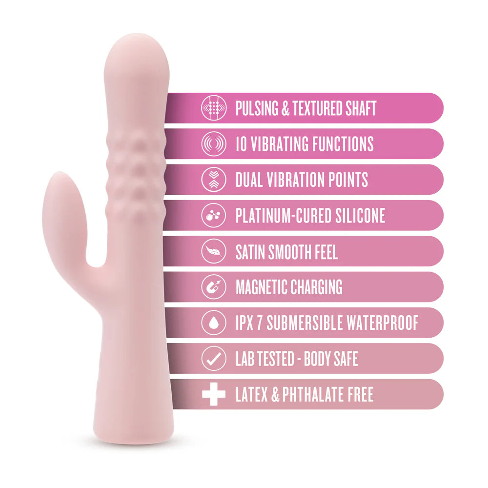 Blush Jaymie Rechargeable Silicone Rabbit Vibrator - Pink