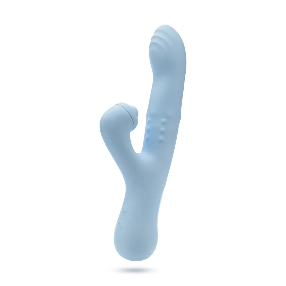 Blush Devin Rechargeable Silicone Rabbit Vibrator - Blue