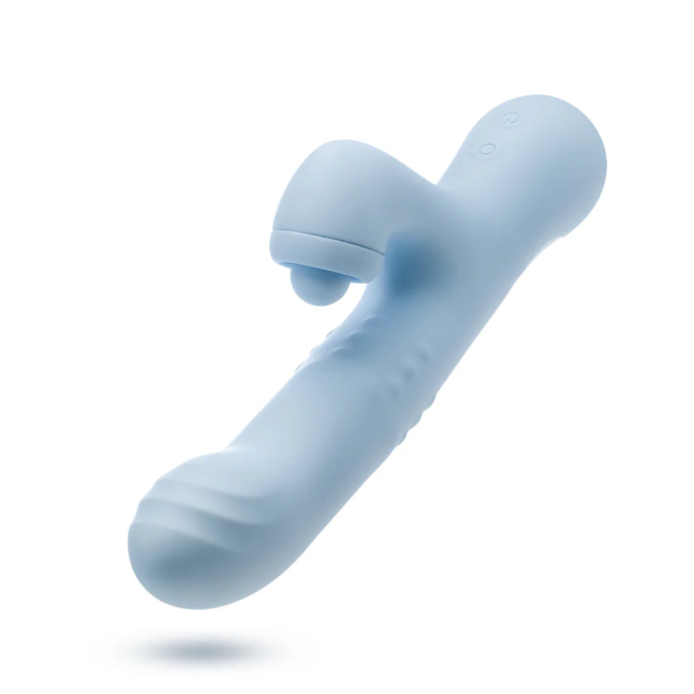 Blush Devin Rechargeable Silicone Rabbit Vibrator - Blue