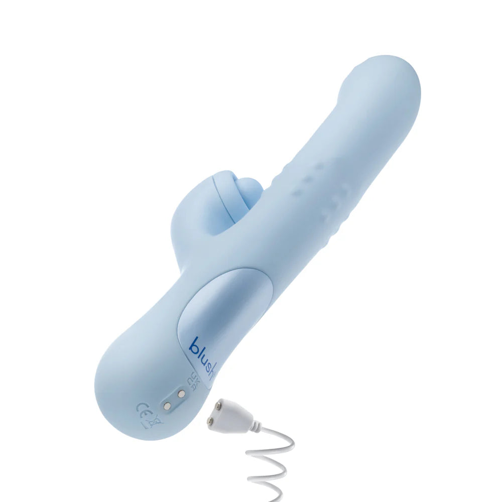 Blush Devin Rechargeable Silicone Rabbit Vibrator - Blue