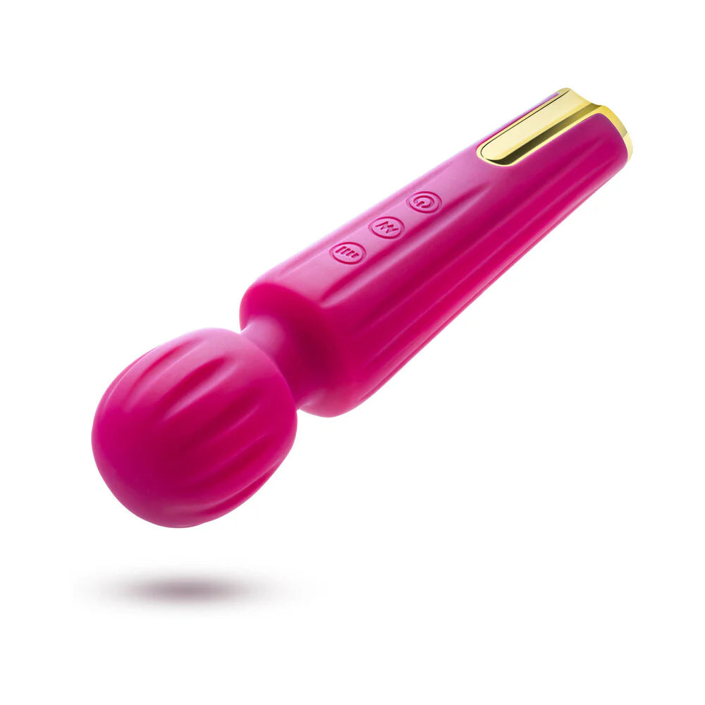 Blush Allana Velvet Rechargeable Silicone Wand Vibrator- Magenta/Rose Gold