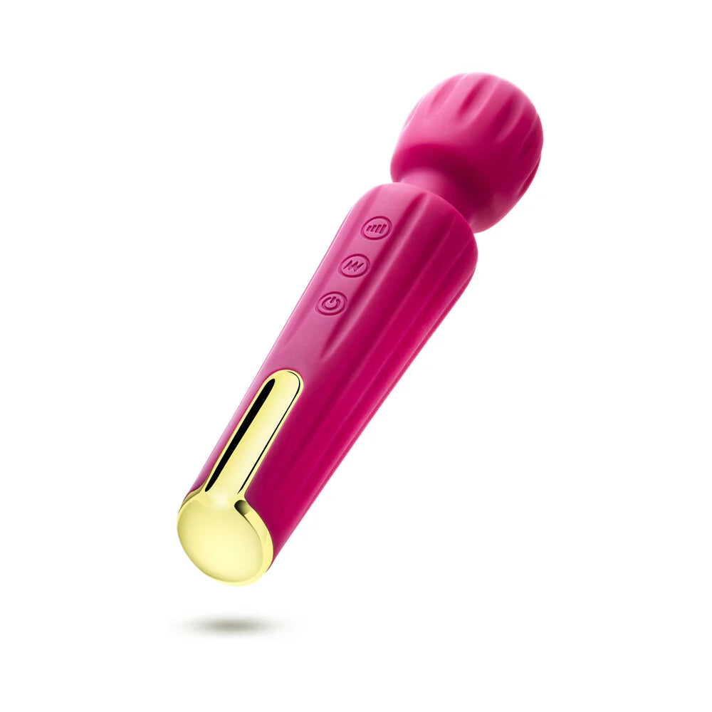 Blush Allana Velvet Rechargeable Silicone Wand Vibrator- Magenta/Rose Gold