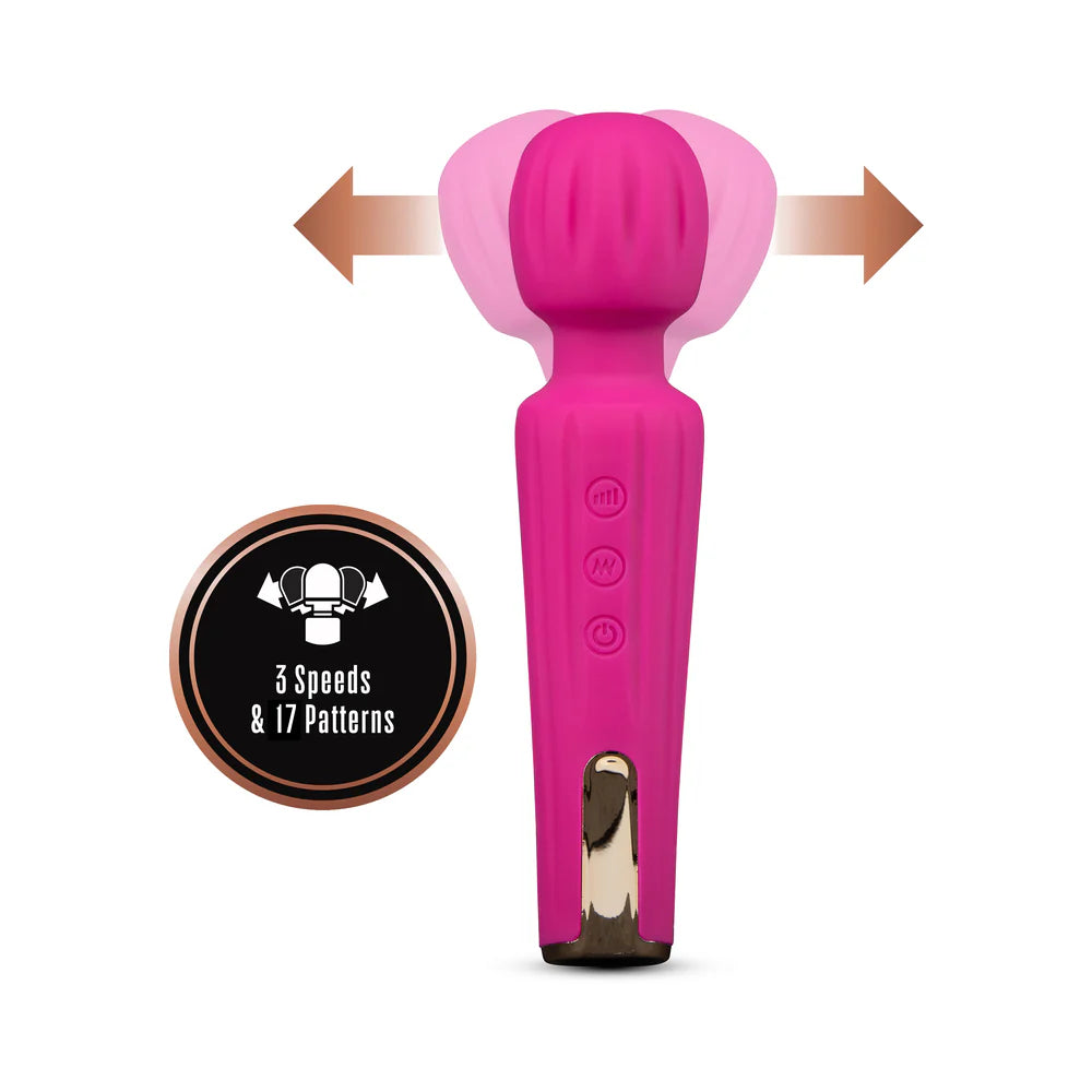 Blush Allana Velvet Rechargeable Silicone Wand Vibrator- Magenta/Rose Gold