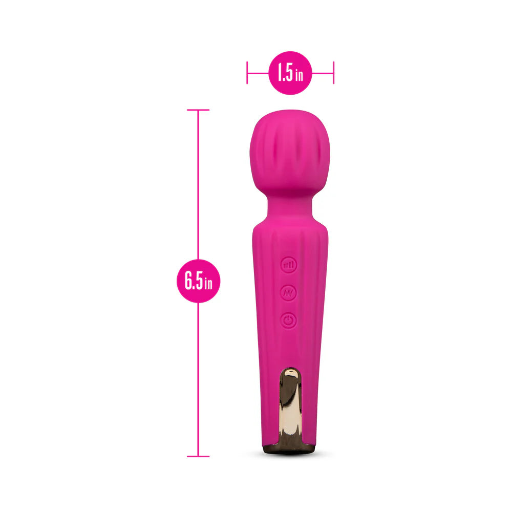 Blush Allana Velvet Rechargeable Silicone Wand Vibrator- Magenta/Rose Gold