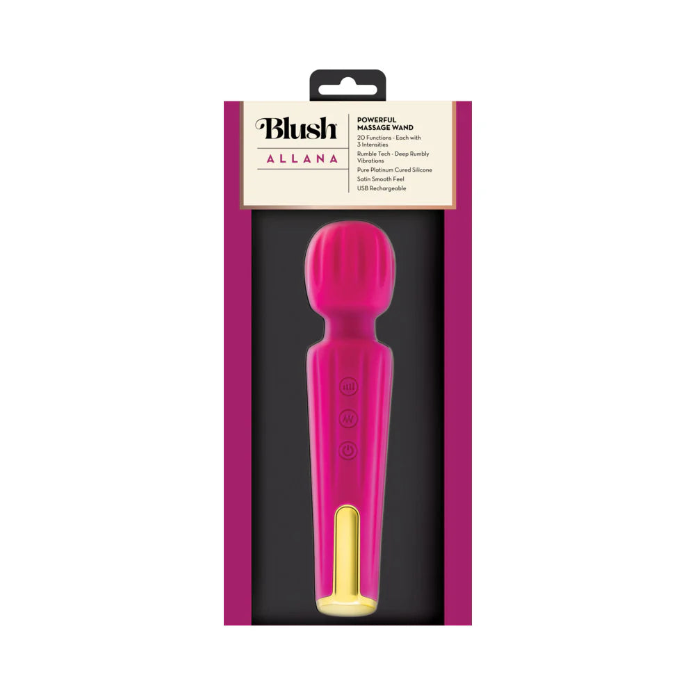 Blush Allana Velvet Rechargeable Silicone Wand Vibrator- Magenta/Rose Gold