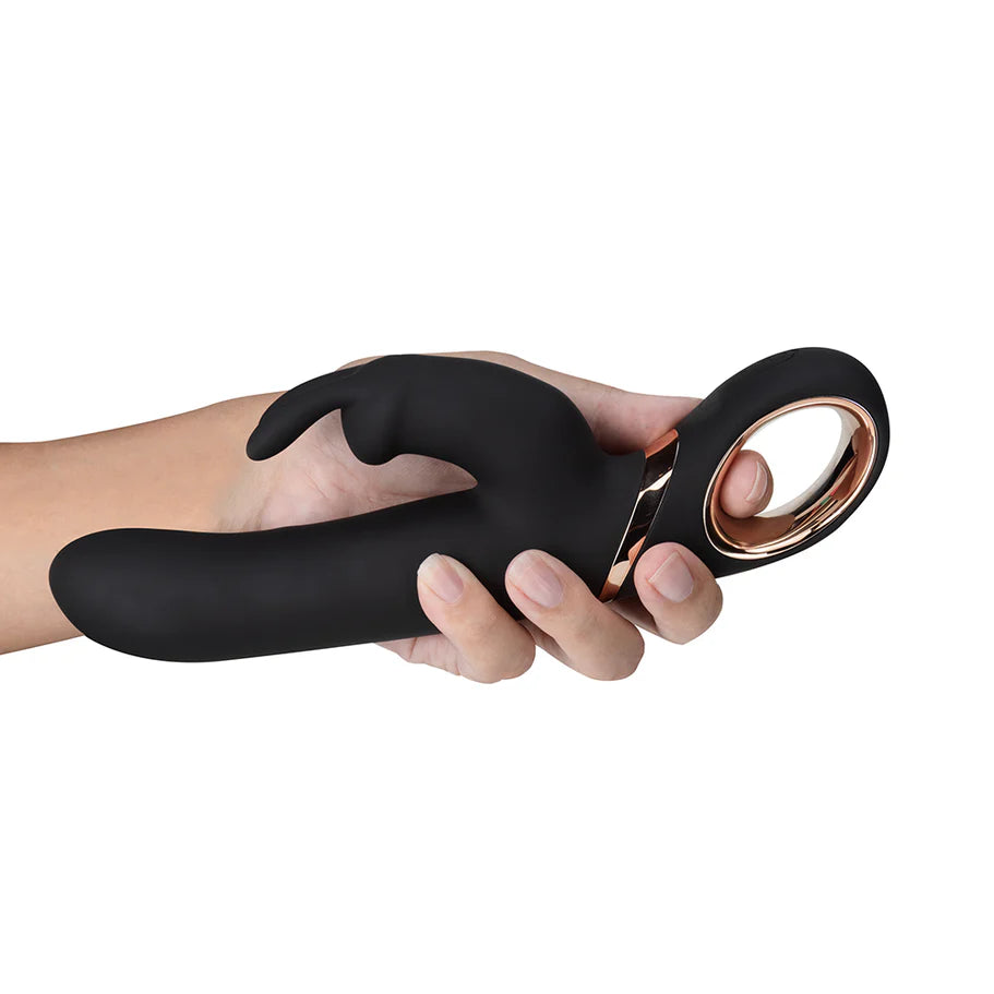 Blush Victoria Rechargeable Silicone Rabbit Vibrator - Black