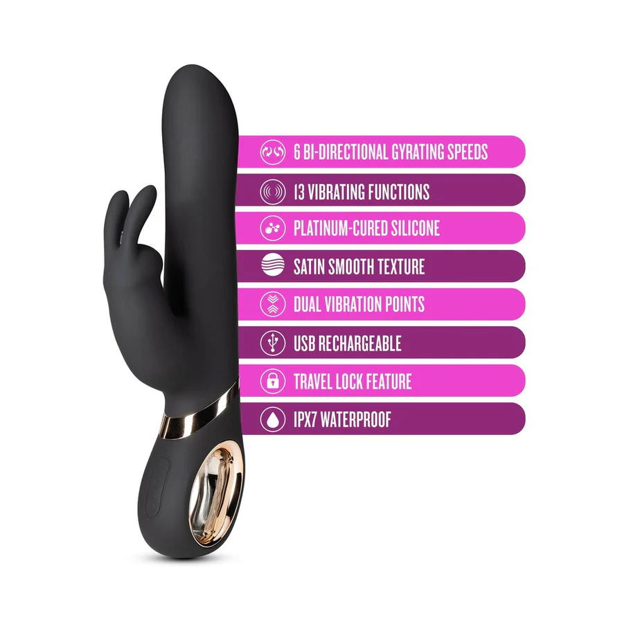 Blush Victoria Rechargeable Silicone Rabbit Vibrator - Black