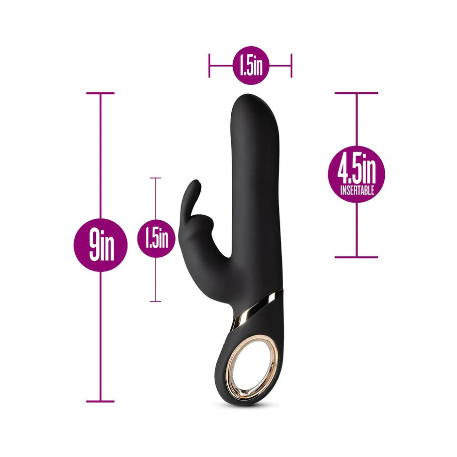 Blush Victoria Rechargeable Silicone Rabbit Vibrator - Black