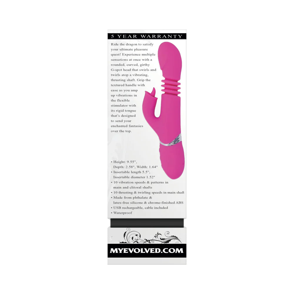 Evolved Pink Dragon Rechargeable Silicone Multi Vibrator