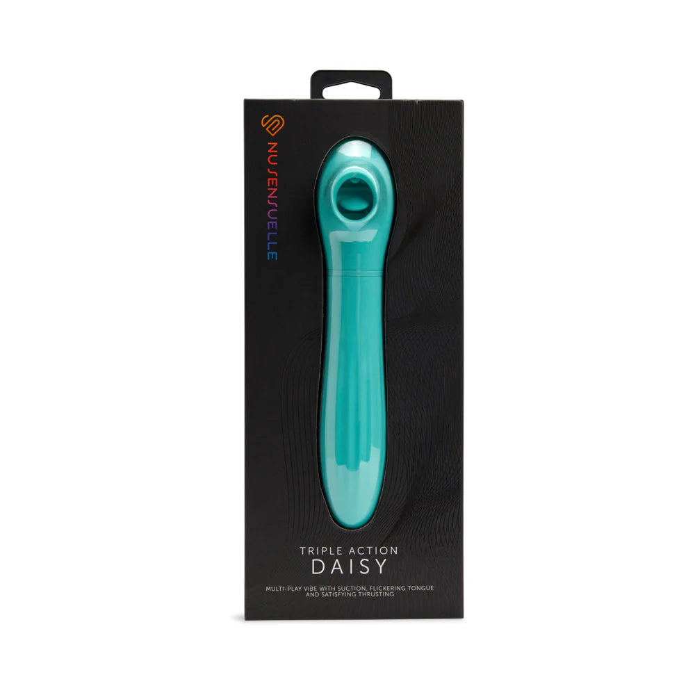 Nu Sensuelle Daisy Rechargeable Silicone Triple Action Thrusting Tongue Suction Vibrator