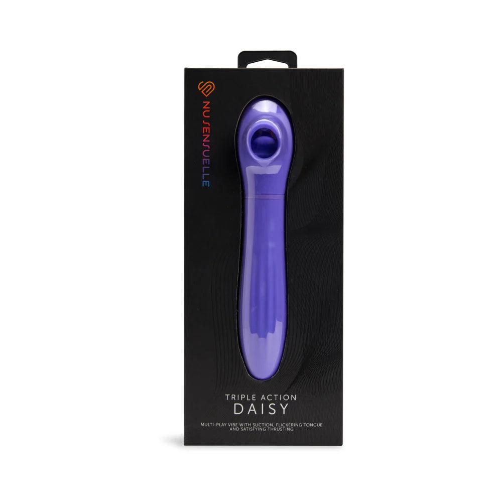 Nu Sensuelle Daisy Rechargeable Silicone Triple Action Thrusting Tongue Suction Vibrator