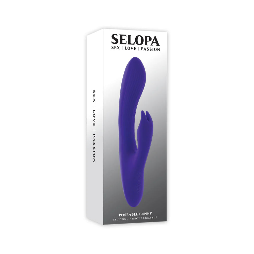 Selopa Poseable Bunny Rechargeable Dual Stimulator Silicone