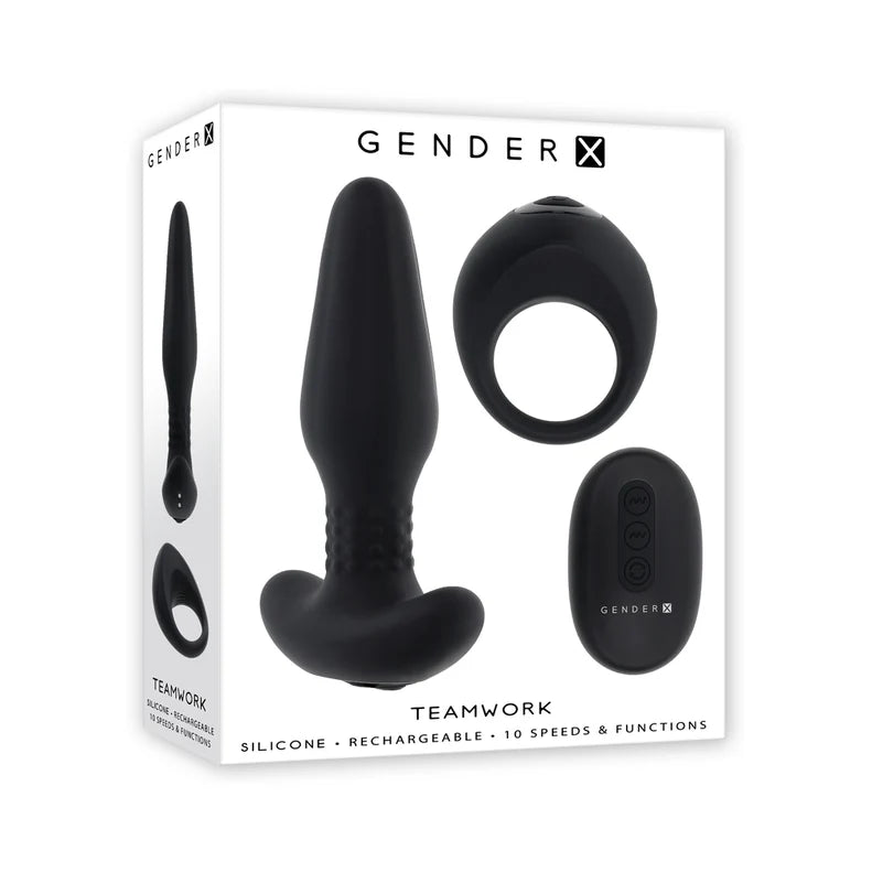 Gender X Teamwork Rechargeable Silicone Anal Plug with Remote Control