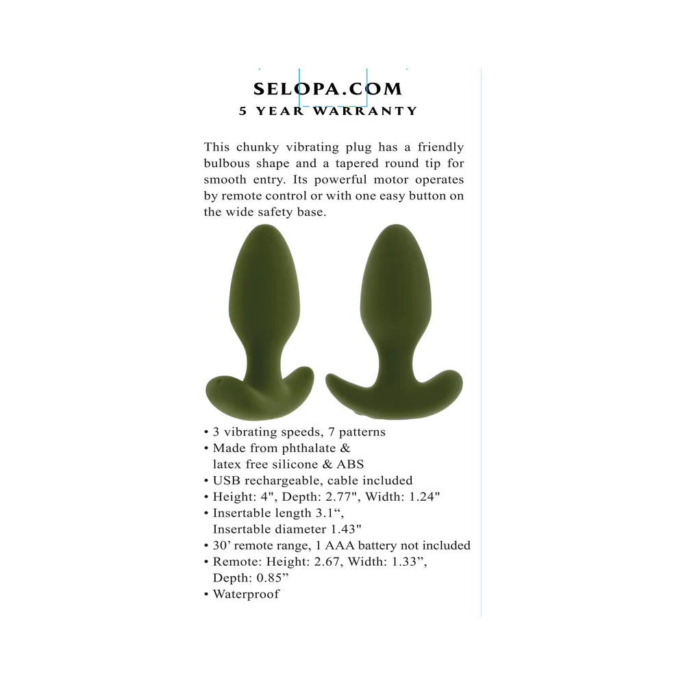 Selopa The Colonel Rechargeable Silicone Anal Plug