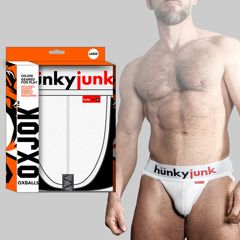 Oxballs Oxjok Hunker Comfy-Pouch Slider-Strap Jock White Snow