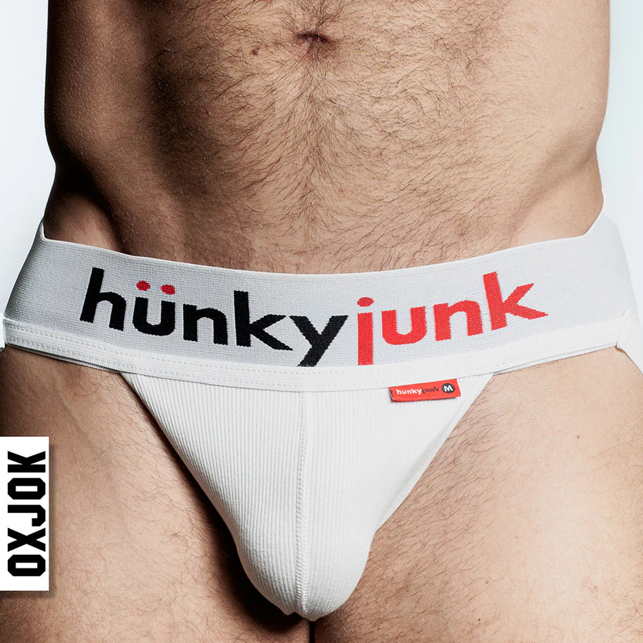 Oxballs Oxjok Hunker Comfy-Pouch Slider-Strap Jock White Snow