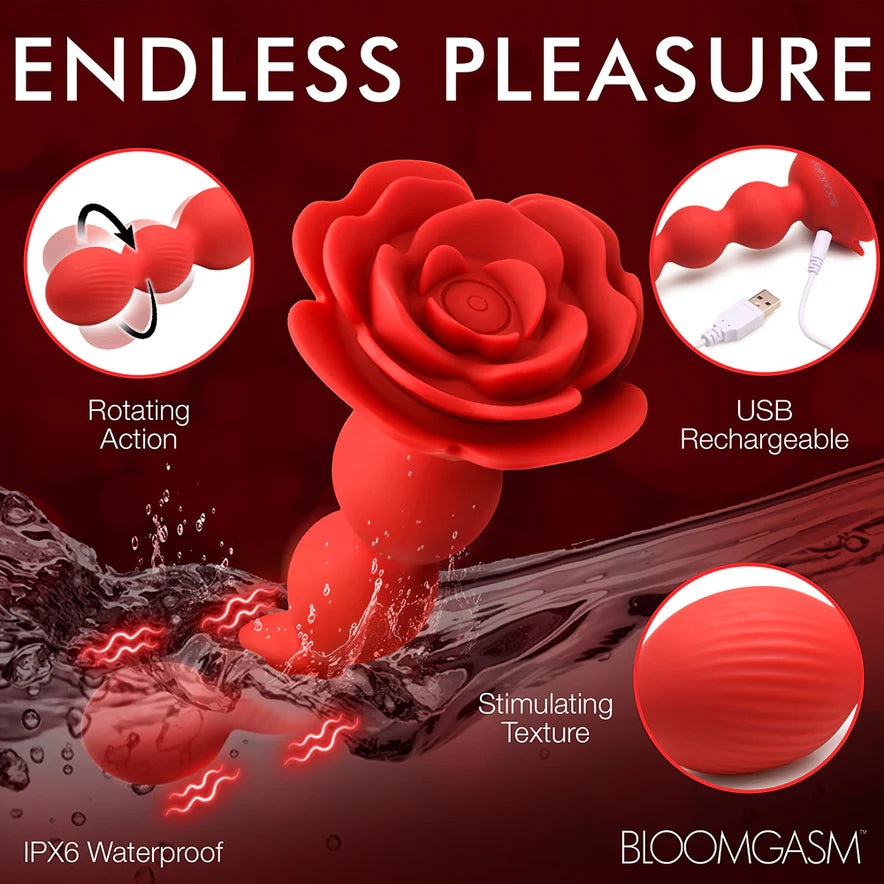 Bloomgasm Rose Twirl Rechargeable Silicone Rotating Anal Beads