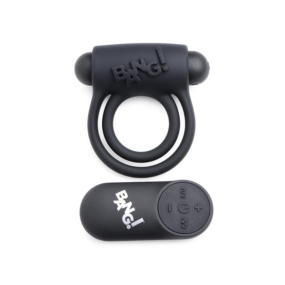 Bang! Silicone Rechargeable Cock Ring and Bullet with Remote Control