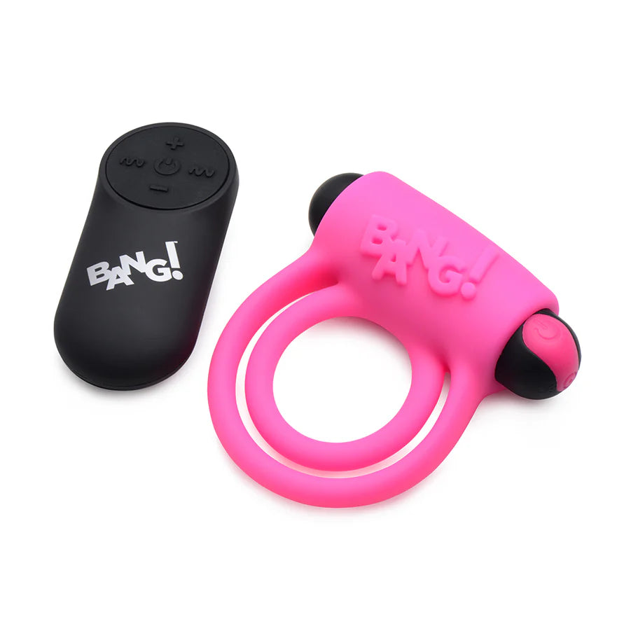 Bang! Silicone Rechargeable Cock Ring and Bullet with Remote Control