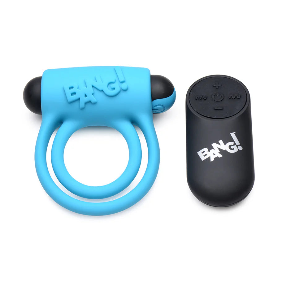 Bang! Silicone Rechargeable Cock Ring and Bullet with Remote Control