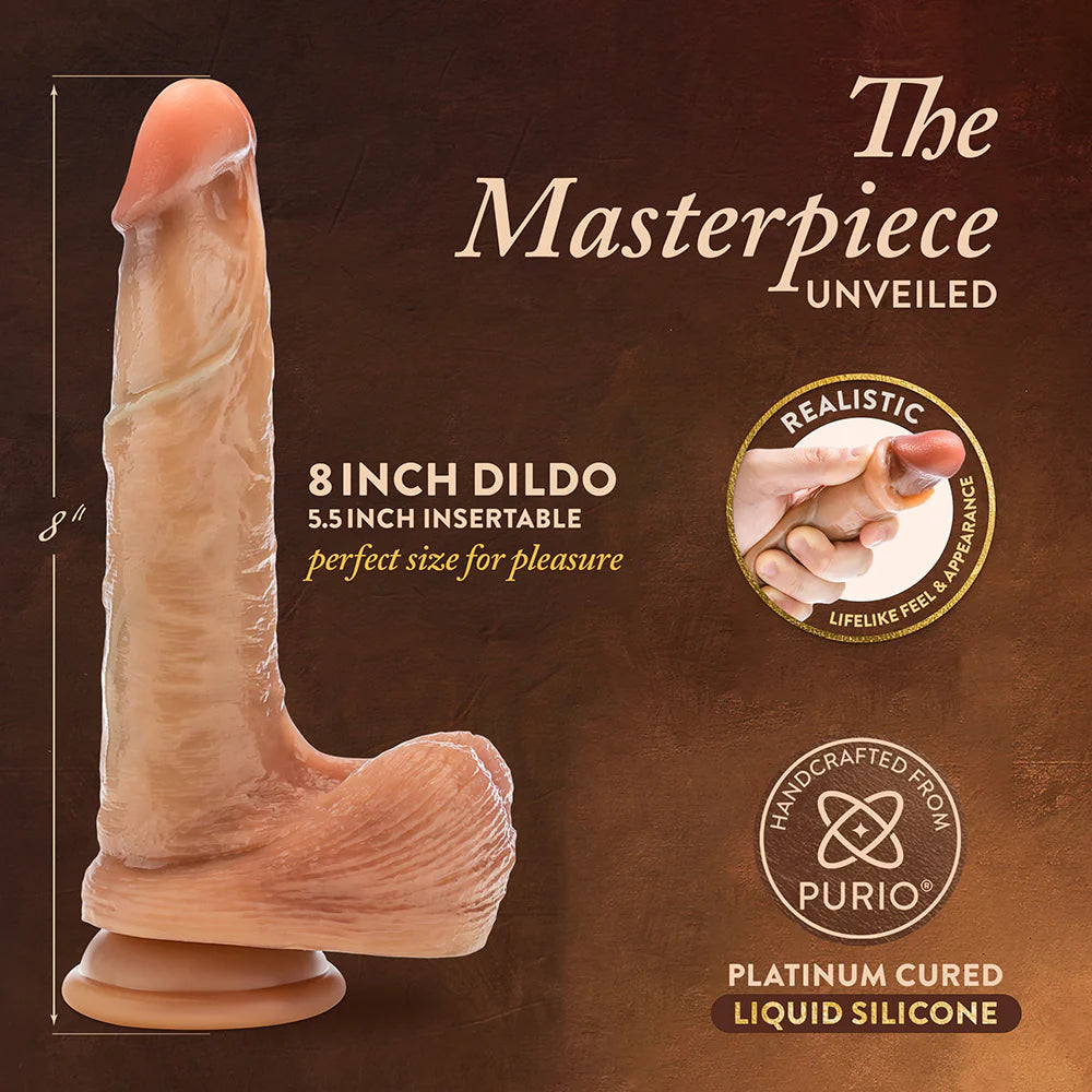 Renaissance DaVinci Sliding Foreskin Dildo with Squeezable Balls 8 in.