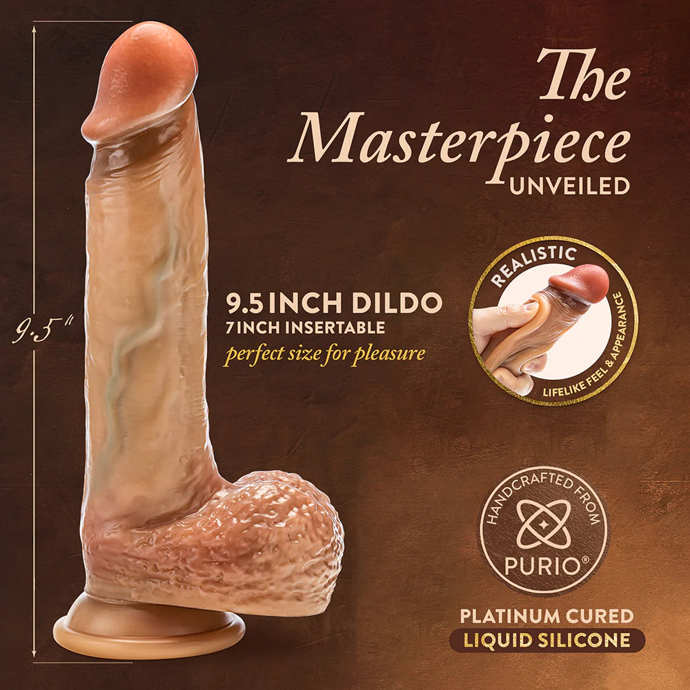 Renaissance Raphael Sliding Foreskin Dildo with Squeezable Balls 9.5 in.