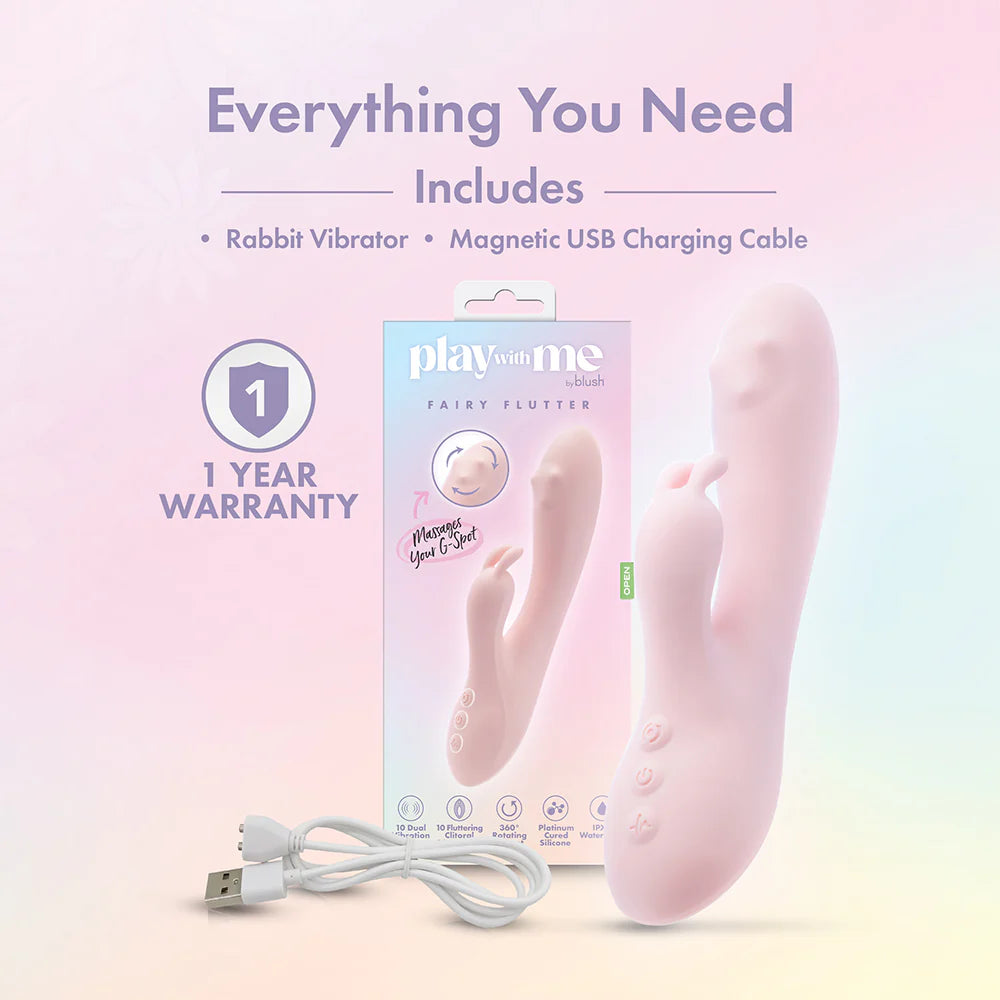 Play with Me Fairy Flutter Rechargeable Silicone Rabbit Vibrator