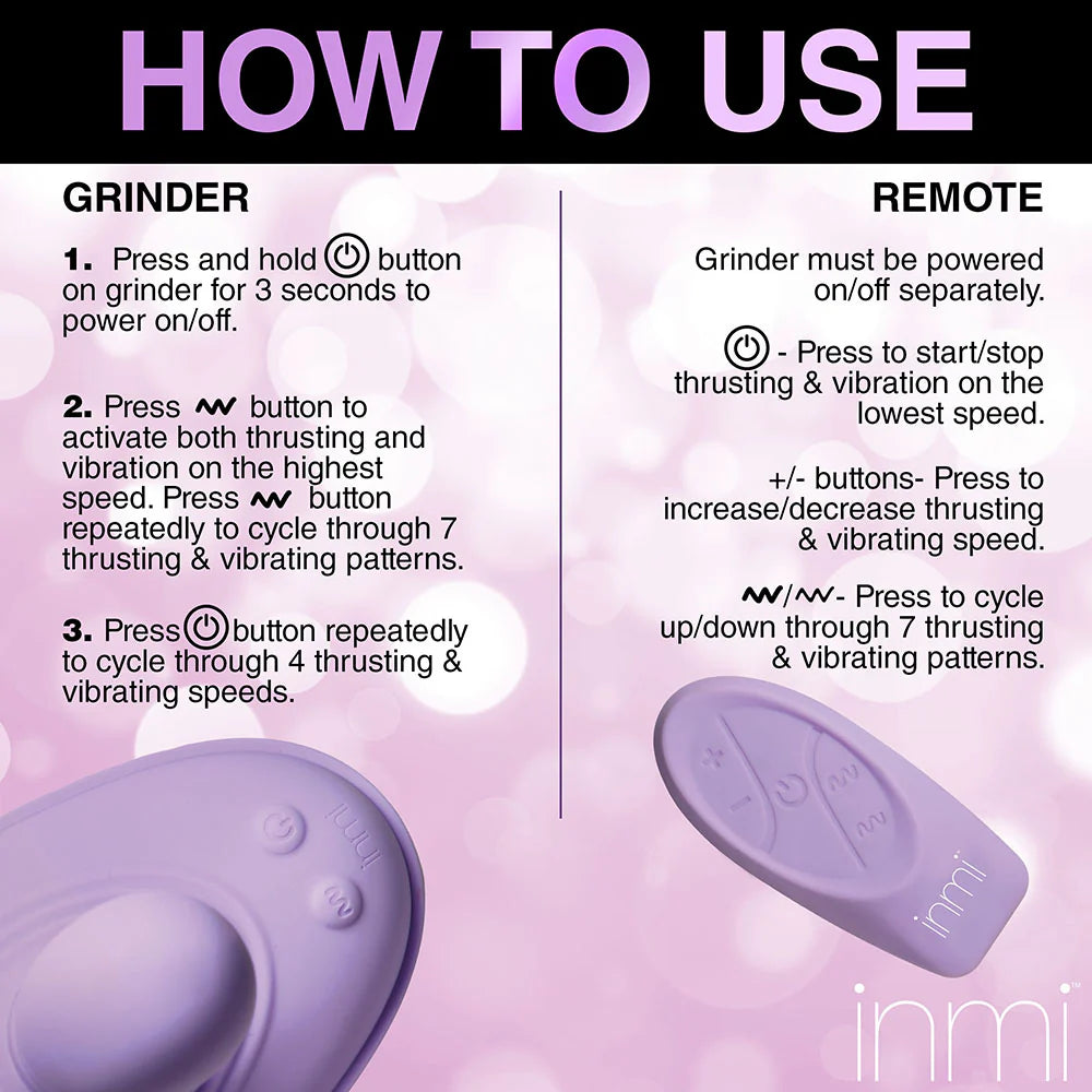 Inmi Thrust N Grind Thrusing & Vibrating Rechargeable Silicone Grinder Pad with Remote