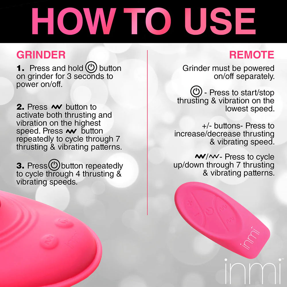 Inmi Spin N Grind Rotating & Vibrating Rechargeable Silicone Grinder Pad with Remote