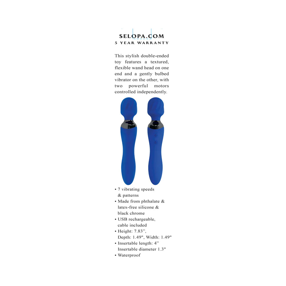 Selopa Blue Belle Rechargeable Dual-Ended Wand Silicone Vibrator