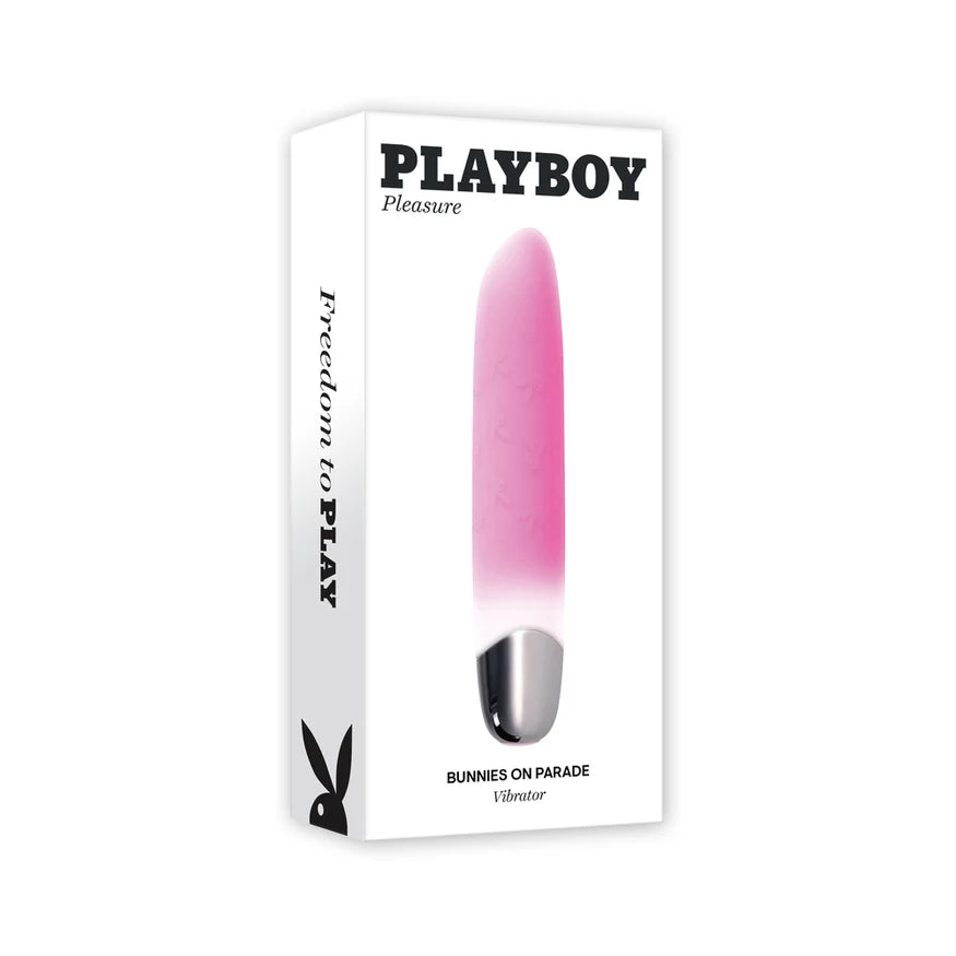 Playboy Bunnies On Parade Rechargeable Silicone Vibrator with Clitoral Stimulator – Squishy Vibrating Bullet for Intense Pleasure