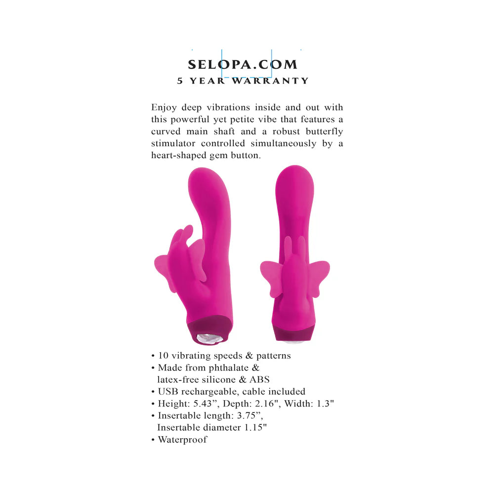 Selopa Butterfly Love Rechargeable Vibrating Dual Stimulator Silicone