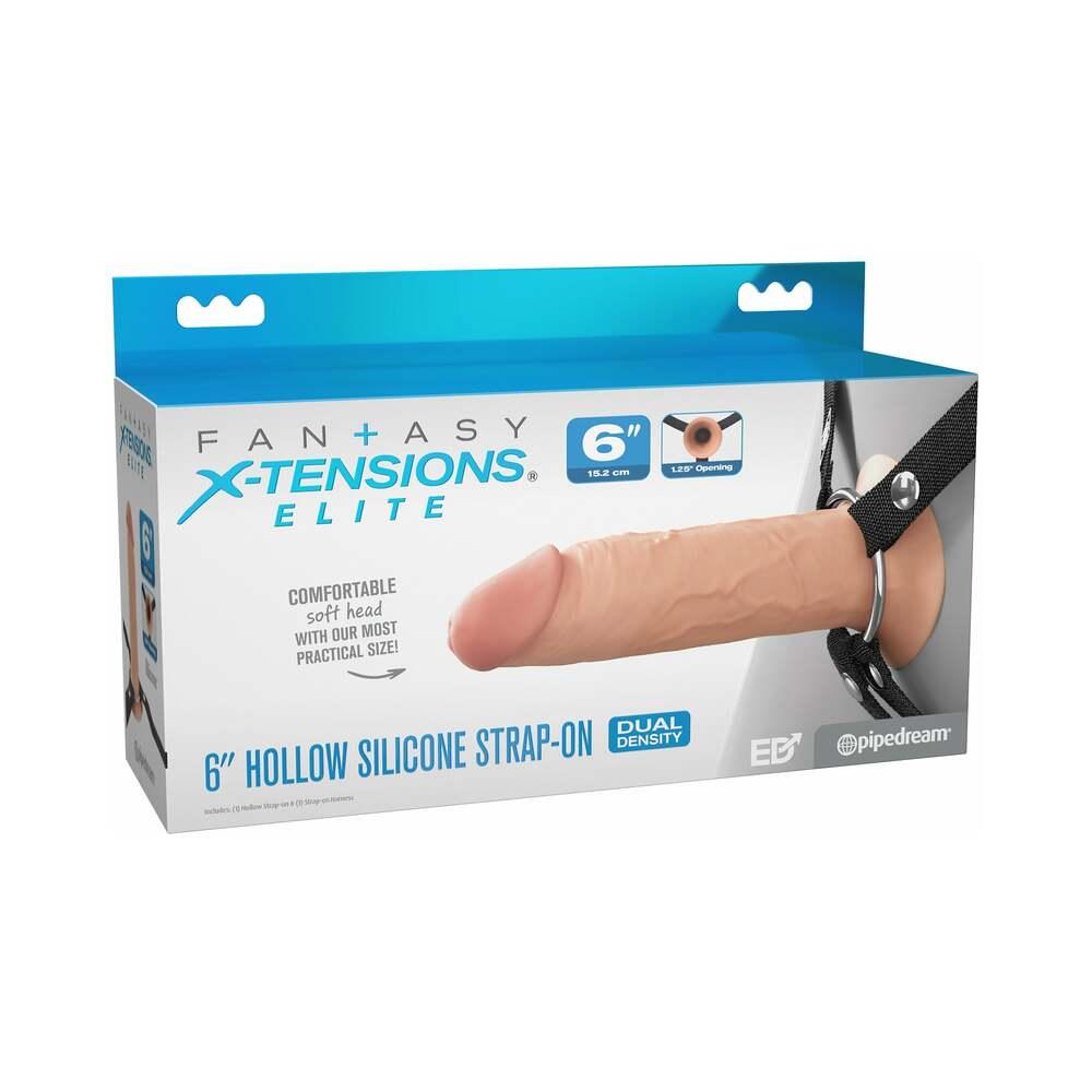 Pipedream Fantasy X-Tensions Elite Hollow Silicone Strap-On 6 in.