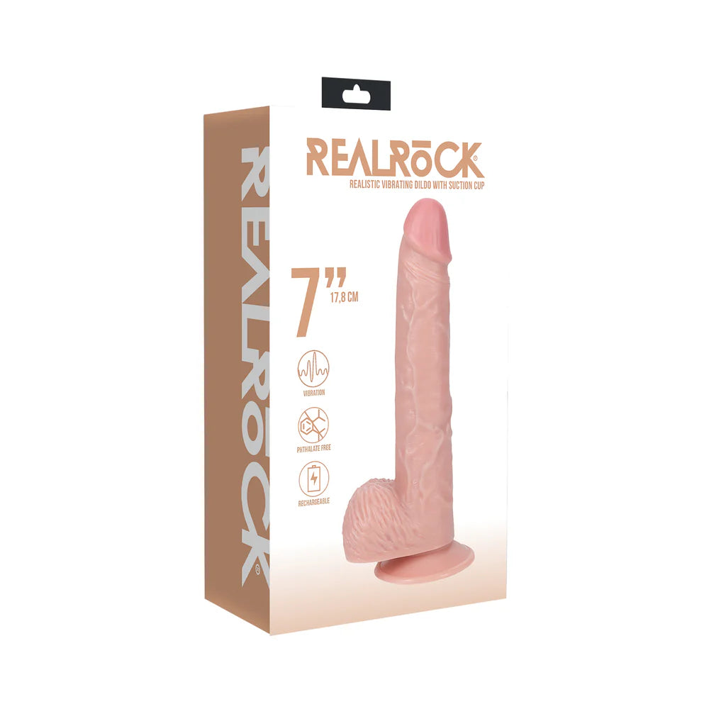 RealRock 7 in. Vibrating Cock with Balls Regular Straight