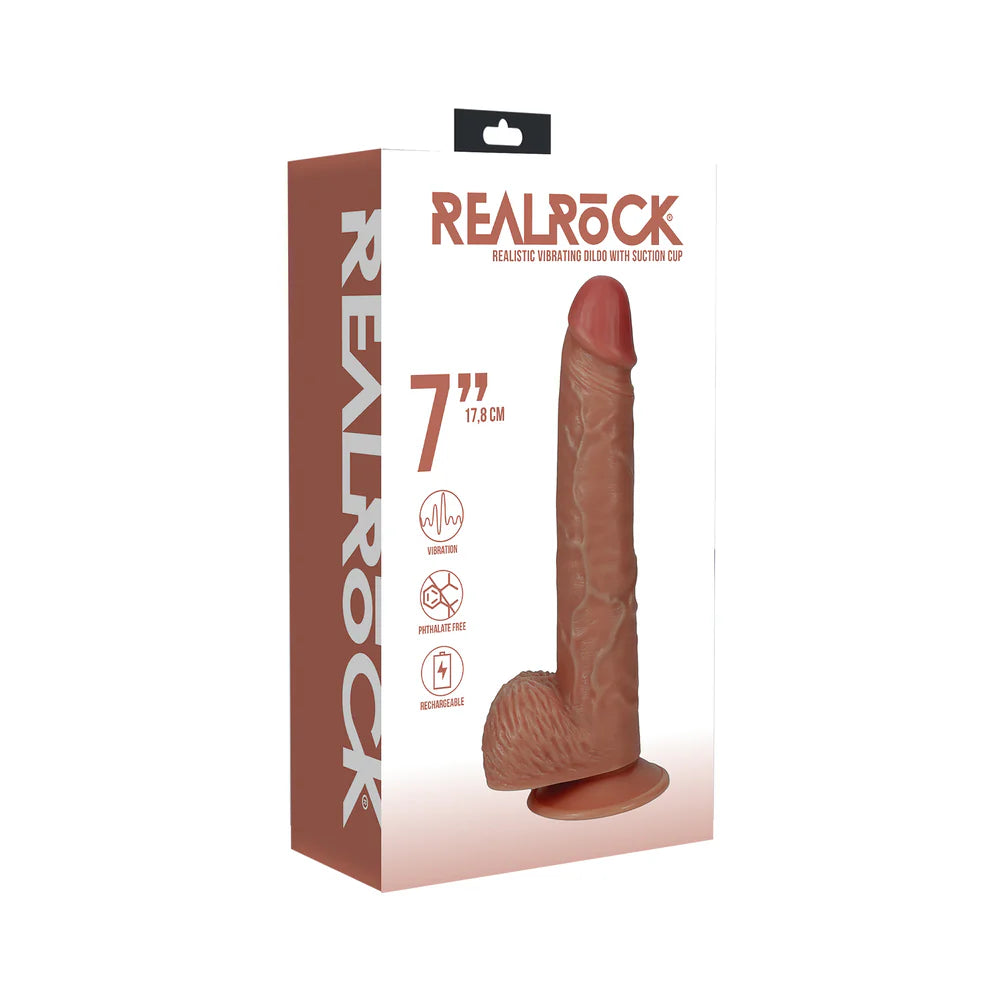 RealRock 7 in. Vibrating Cock with Balls Regular Straight