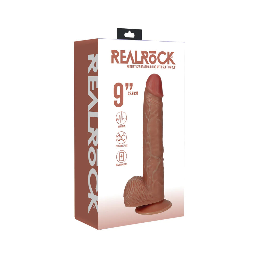 RealRock 9 in. Vibrating Cock with Balls Regular Straight