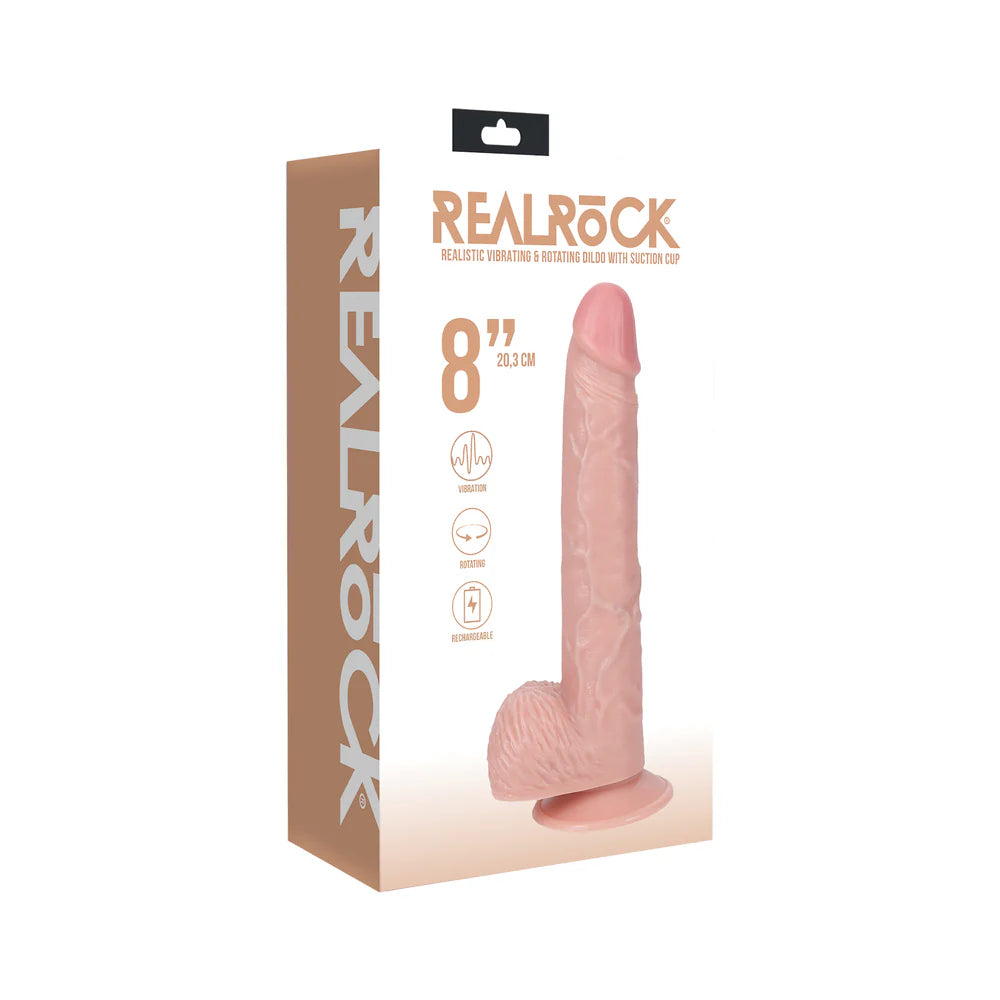 RealRock 8 in. Vibrating and Rotating Cock with Balls Regular Straight