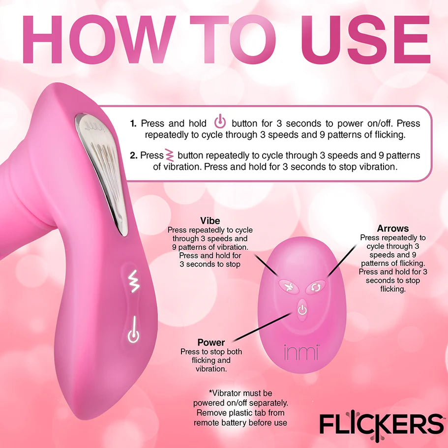 Flickers G-Flick Flicking G-Spot Rechargeable Silicone Vibrator with Remote