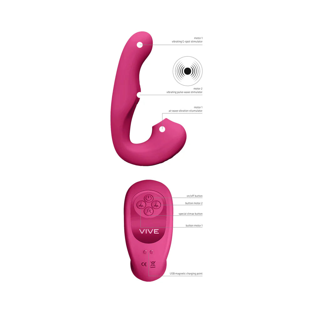 VIVE ZAKI Rechargeable Silicone Airwave Pulse Wave Vibrating G-Spot Vibrator