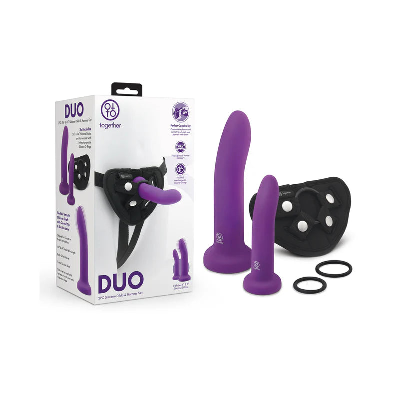 Together Duo 2-Piece 5 / 7 in. Silicone Dildo & Harness Set