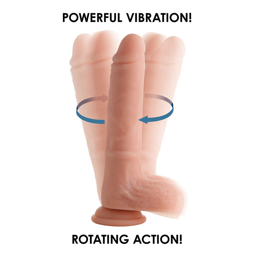 Big Shot Silicone Vibrating & Twirling Remote Controlled Rechargeable Dildo with Balls 8in