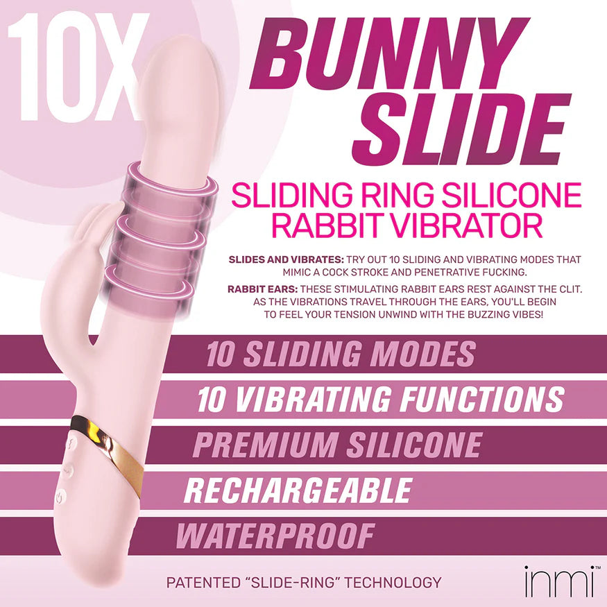 INMI 10X Bunny Slide Sliding Ring Silicone Rabbit Vibrator