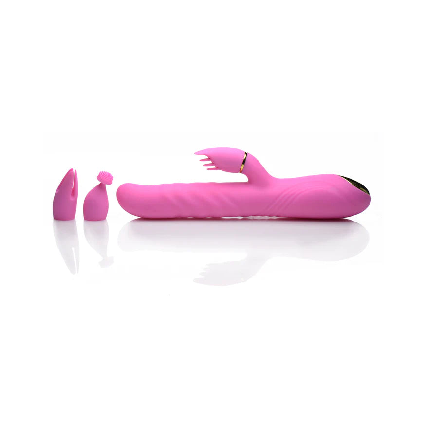 Inmi Versa-Thrust Rechargeable Silicone 10x Rabbit Vibrator with 3 Attachments