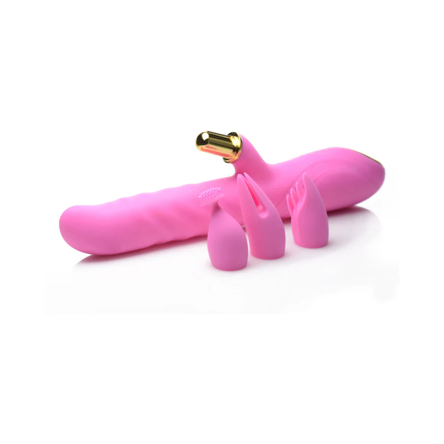 Inmi Versa-Thrust Rechargeable Silicone 10x Rabbit Vibrator with 3 Attachments