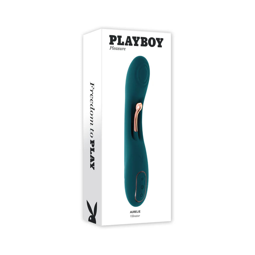 Playboy Aurelie Rechargeable Silicone G-Spot Vibrator – Dual Motor G-Spot Stimulator with Rose Gold Tickler