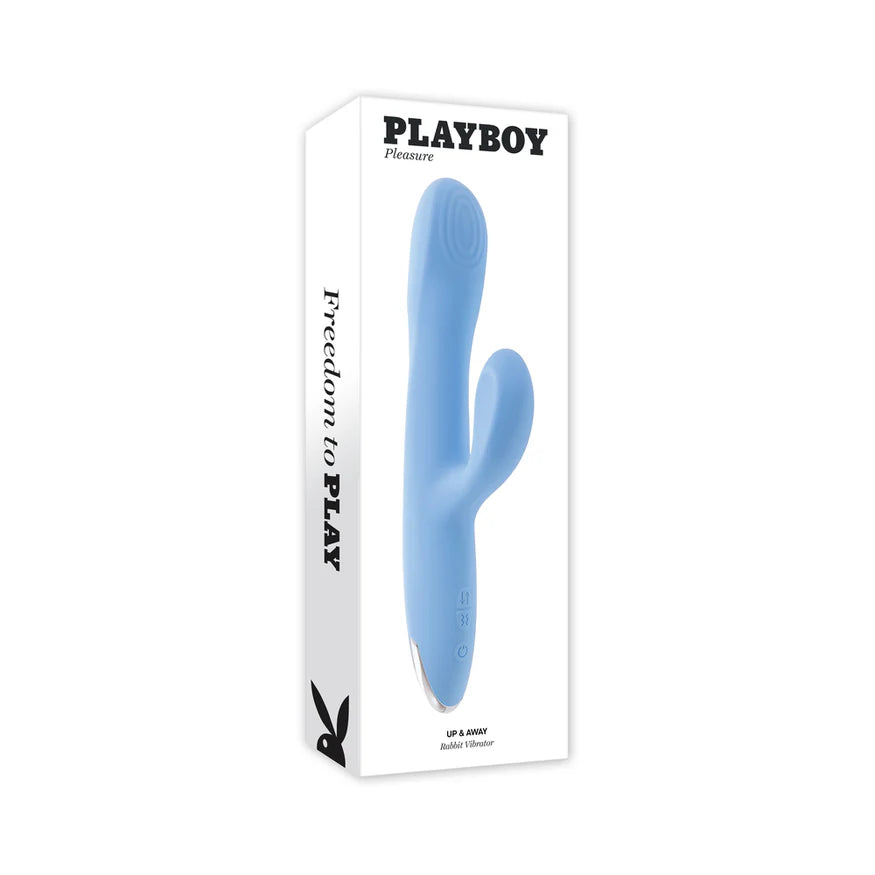 Playboy Up and Away Rechargeable Silicone Rabbit Vibrator – Dual Motor Thrusting and Vibrating Pleasure